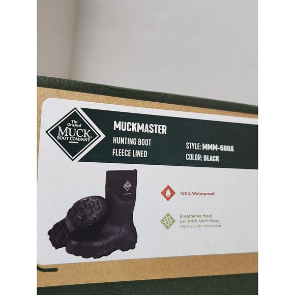 Muck Boot Muckmaster Fleece-Lined Waterproof Work Boot – Men’s Size 12, Black - Picture 9 of 11